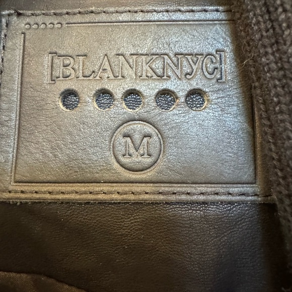 Blank NYC Black All Or Nothing Vegan Leather & Ribbed Knit Moto Drape Jacket NWT - Picture 5 of 6